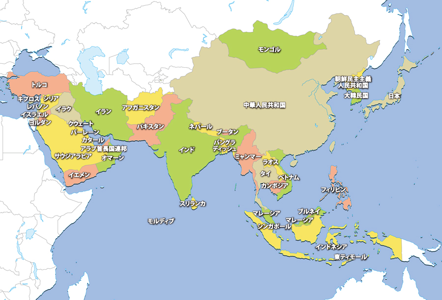 東アジア諸国の地図